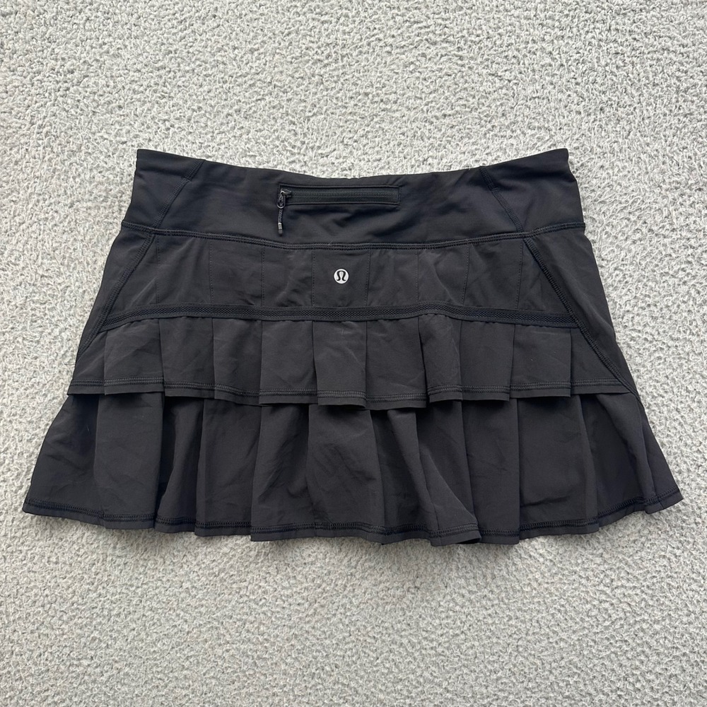 Lululemon Run Pace Setter Skirt Regular Length Black Skort Athletic Women's 8